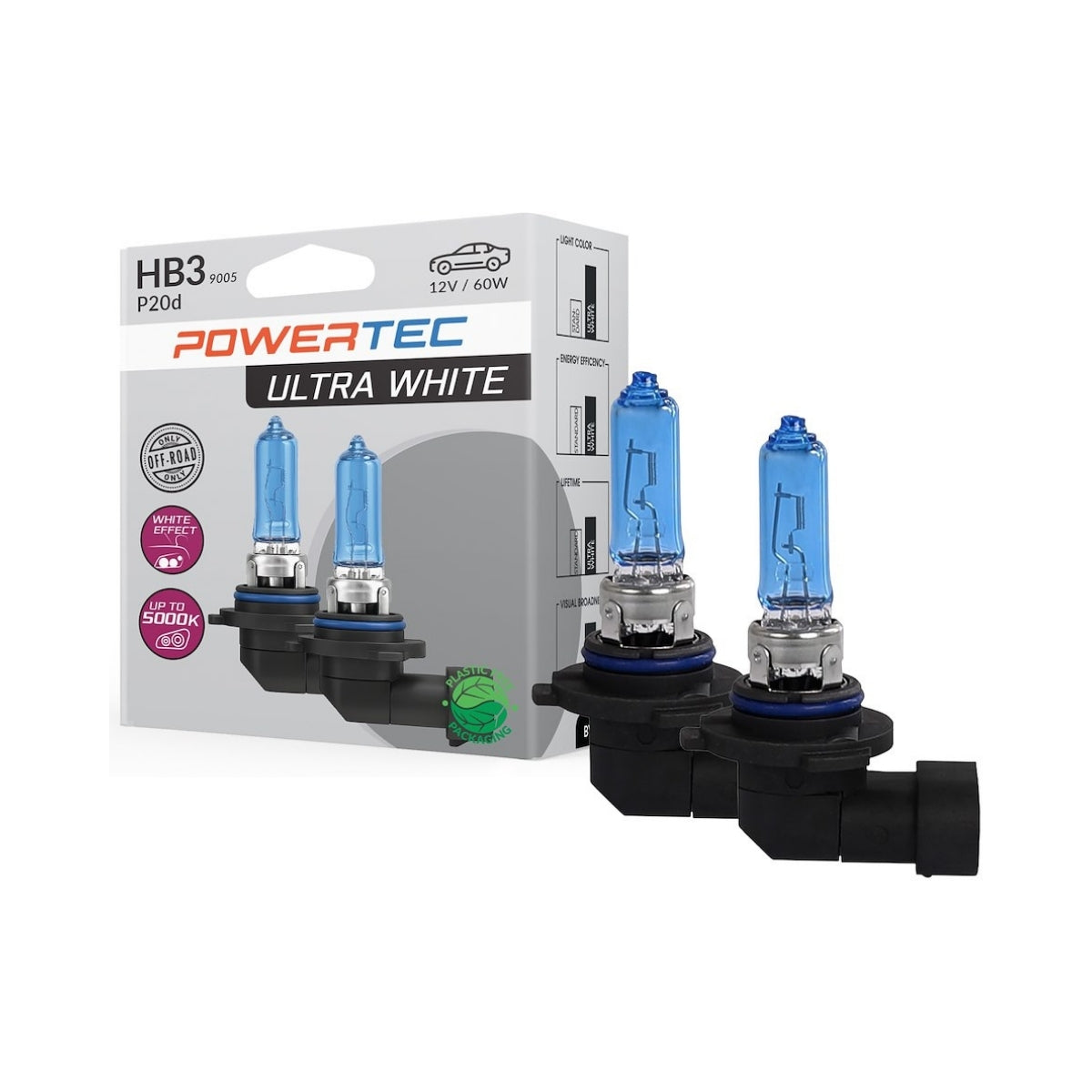 AMPOULES HALOGENE HB3 12V X 2 POWERTEC ULTRAWHITE