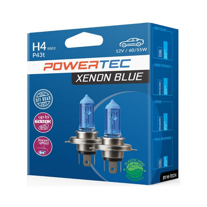AMPOULES HALOGENES H4 P43T 12V 55W XENON BLUE (BLISTER) X2 MTECH