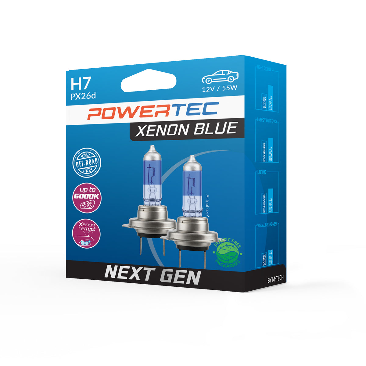 AMPOULES HALOGENES H7 PX26D 12V 55W XENON BLUE (BLISTER) X2 MTECH