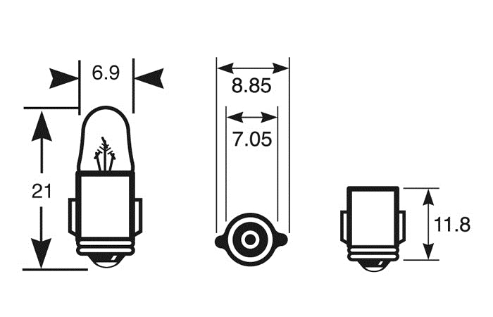 1 AMPOULE 12V 2W BA7S PEANUT RING