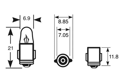 1 AMPOULE 12V 2W BA7S PEANUT RING