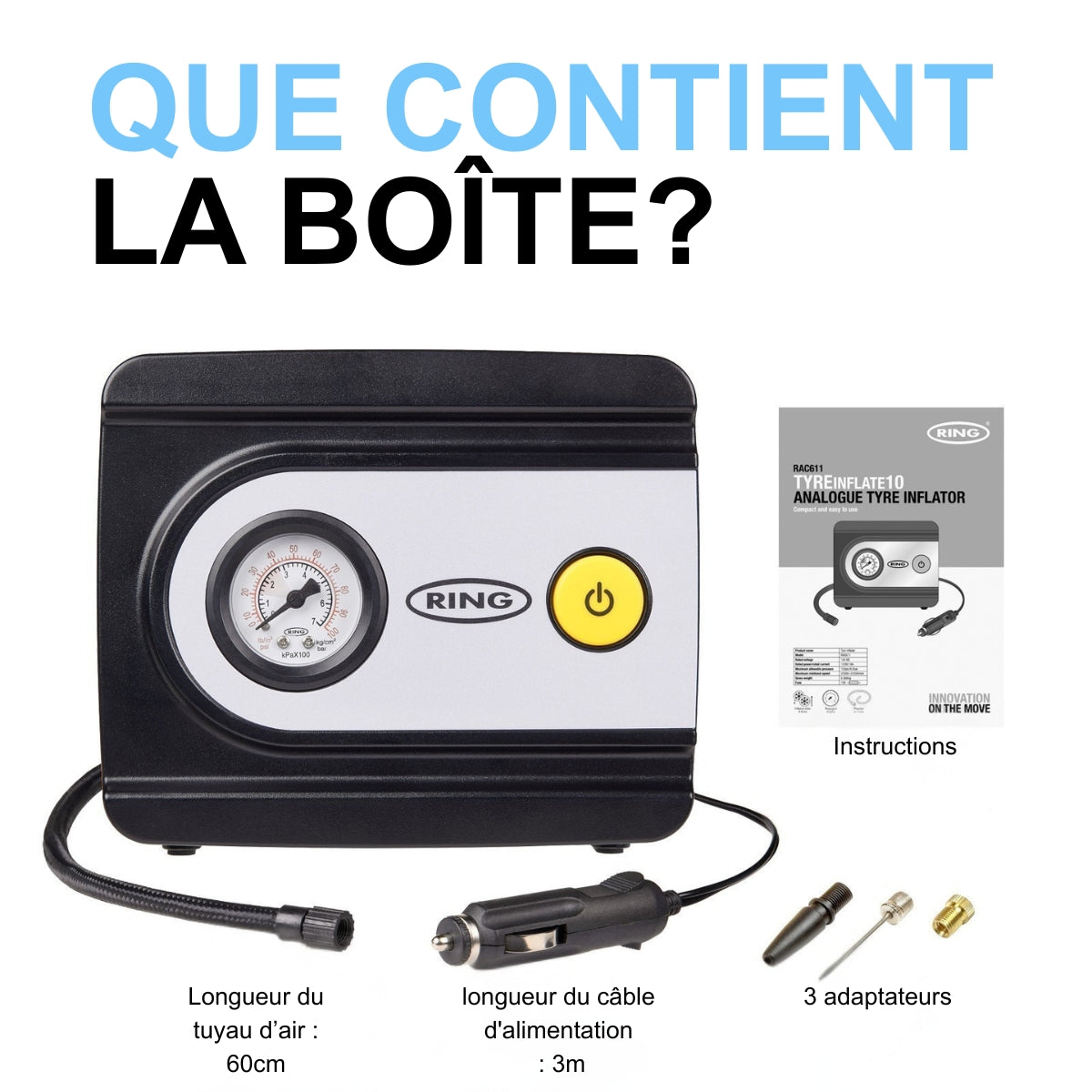 COMPRESSEUR D'AIR ANALOGIQUE 12V RING