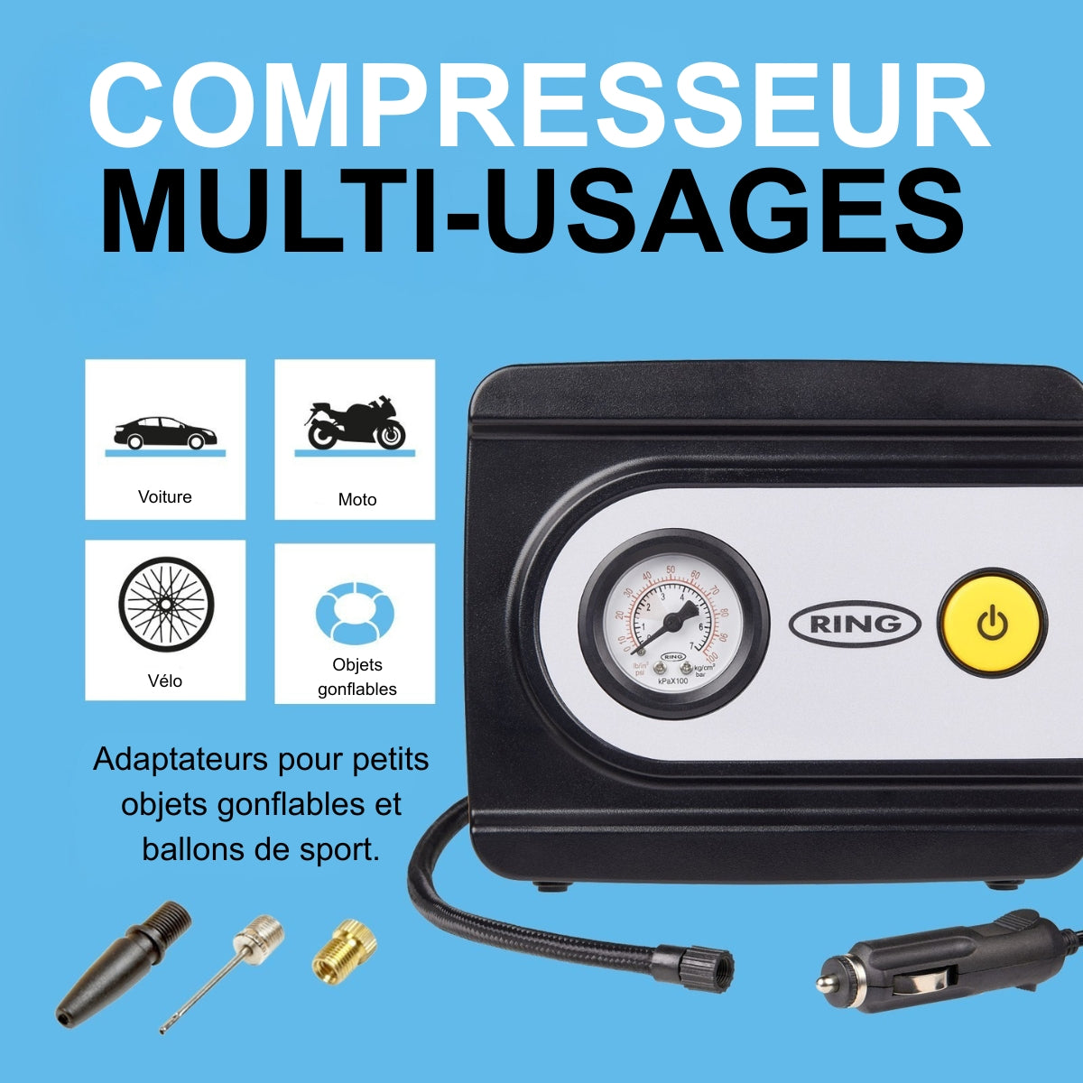 COMPRESSEUR D'AIR ANALOGIQUE 12V RING