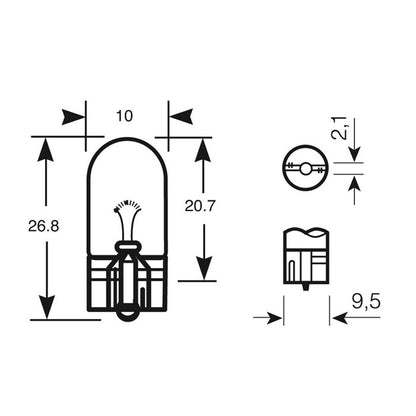 1 AMPOULE 12V 5W W2.1X9.5D (BOITE) (POUR BU180) RING