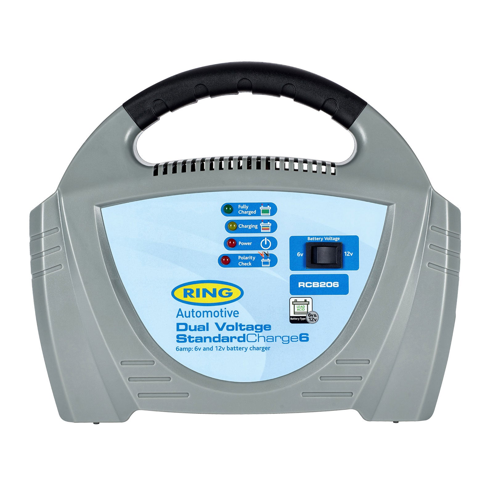 CHARGEUR DE BATTERIE 6A 6/12V (JUSQU'A 1 600CM³) RING