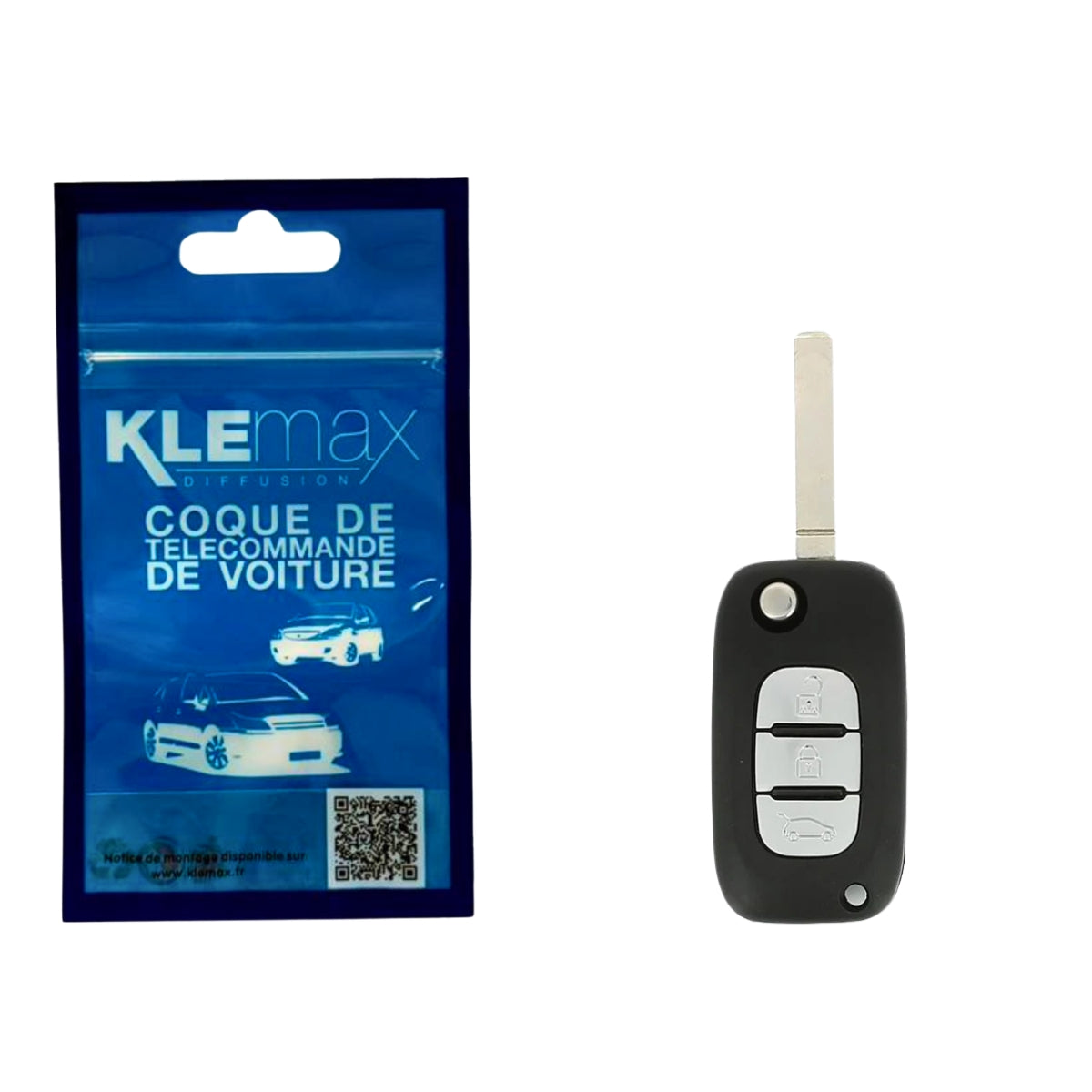 COQUE CLE ADAPTABLE RENAULT 3 BOUTONS LAME FRAISEE RETRACTABLE 7MM