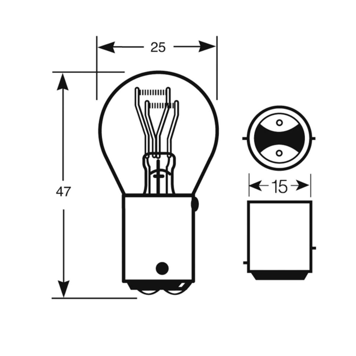 2 AMPOULES 12V 21/5W BAY15D OSP (BLISTER) RING