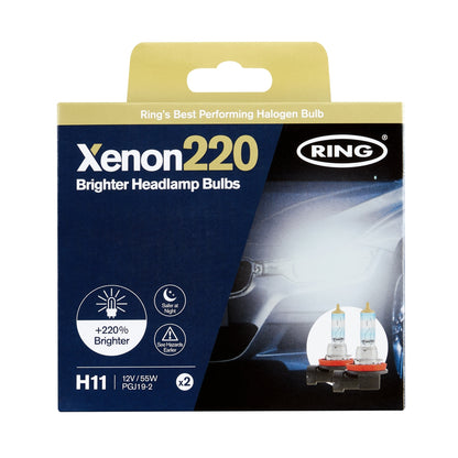 2 AMPOULES H11 12V 55W PGJ19-2 +220% HAUTE PERFORMANCE RING