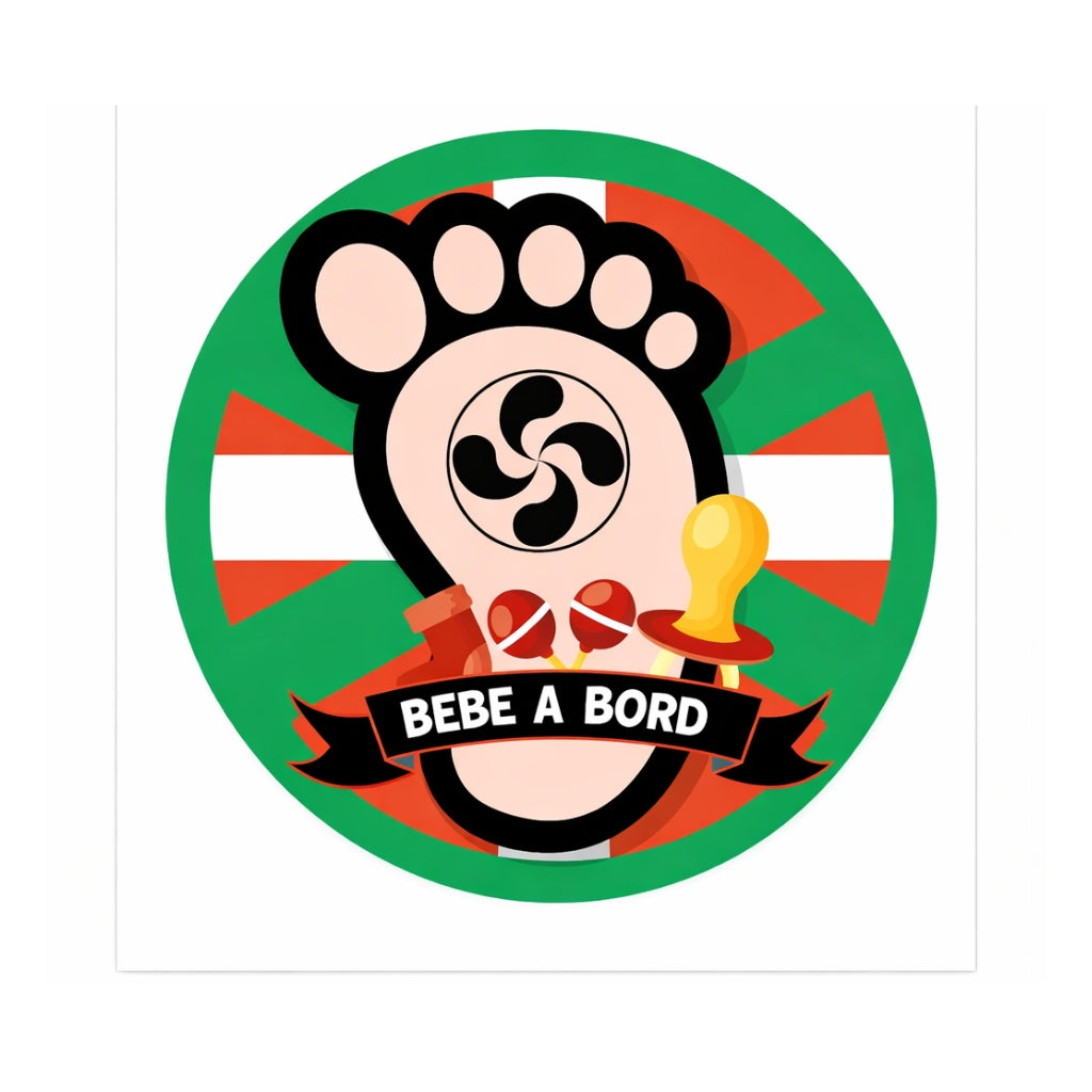 ADHESIF PRE DECOUPE "BEBE A BORD - CROIX BASQUE" X1