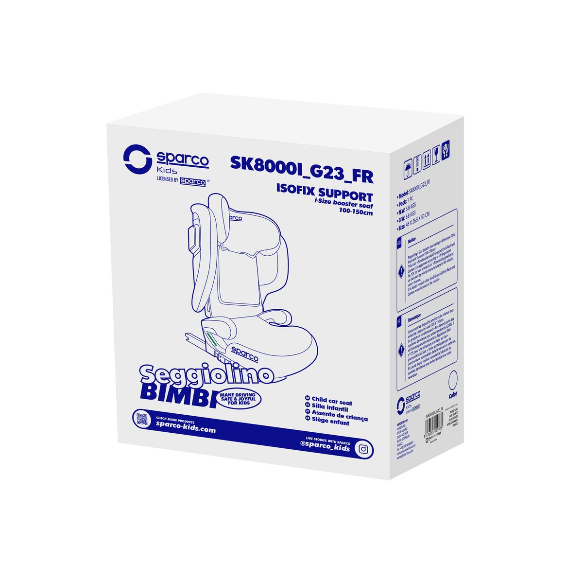 SIEGE ENFANT PLIABLE ISOFIX SPARCO 100-150CM ECE R129