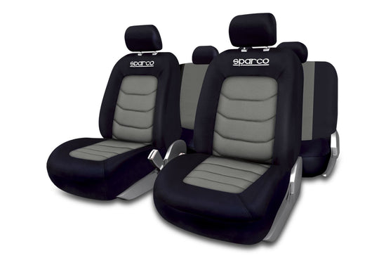 JEU DE HOUSSES COMPLET SPARCO NOIR/GRIS 100% POLYESTER