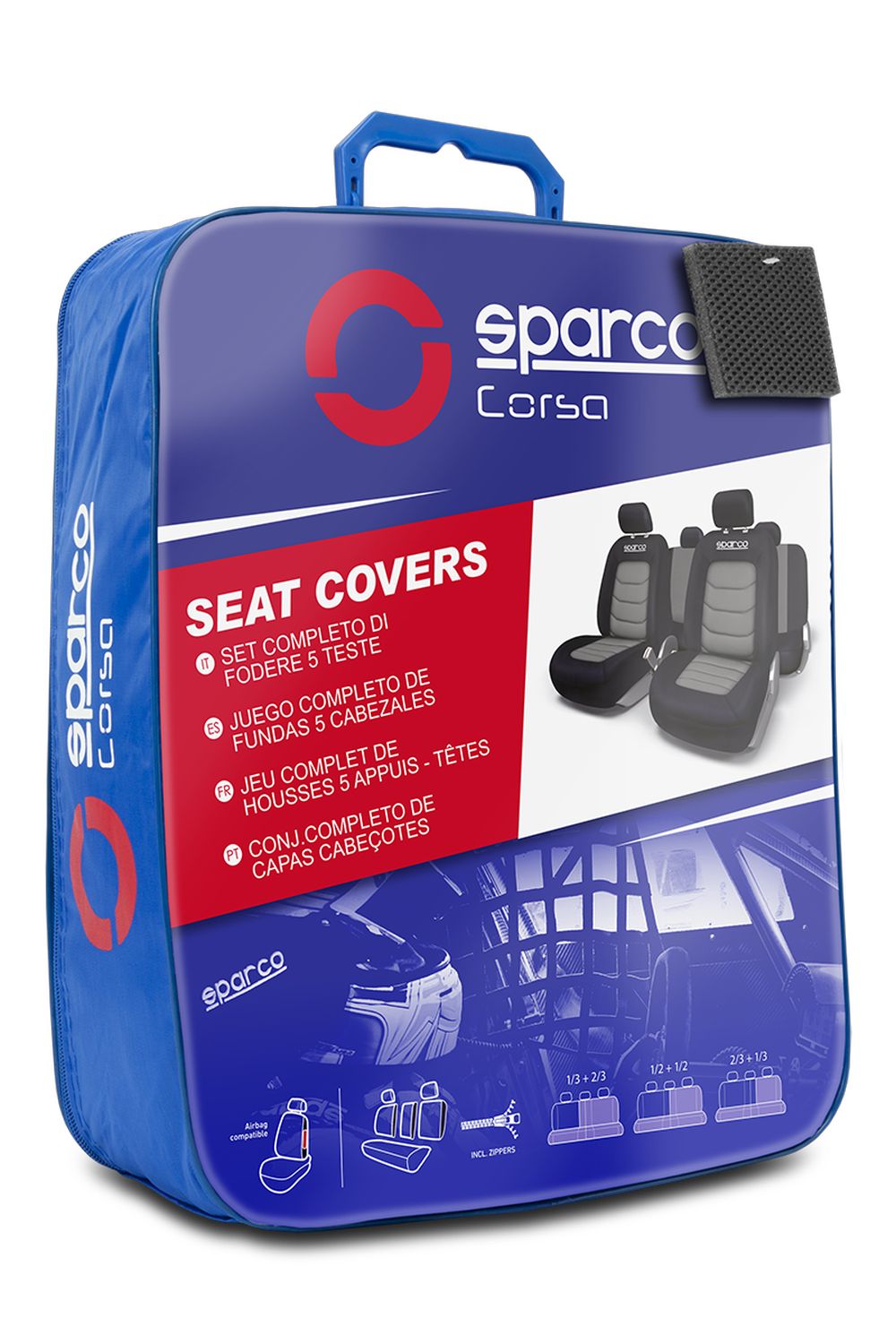 JEU DE HOUSSES COMPLET SPARCO NOIR/GRIS 100% POLYESTER