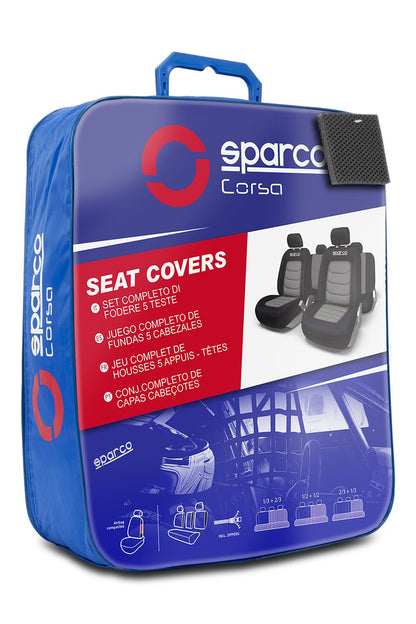 JEU DE HOUSSES COMPLET SPARCO NOIR/GRIS 100% POLYESTER