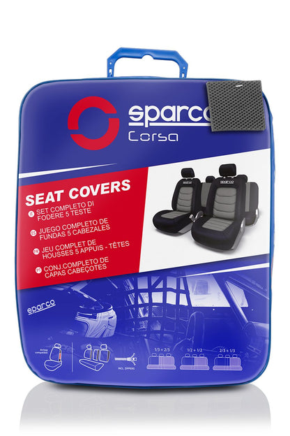JEU DE HOUSSES COMPLET SPARCO NOIR/GRIS 100% POLYESTER