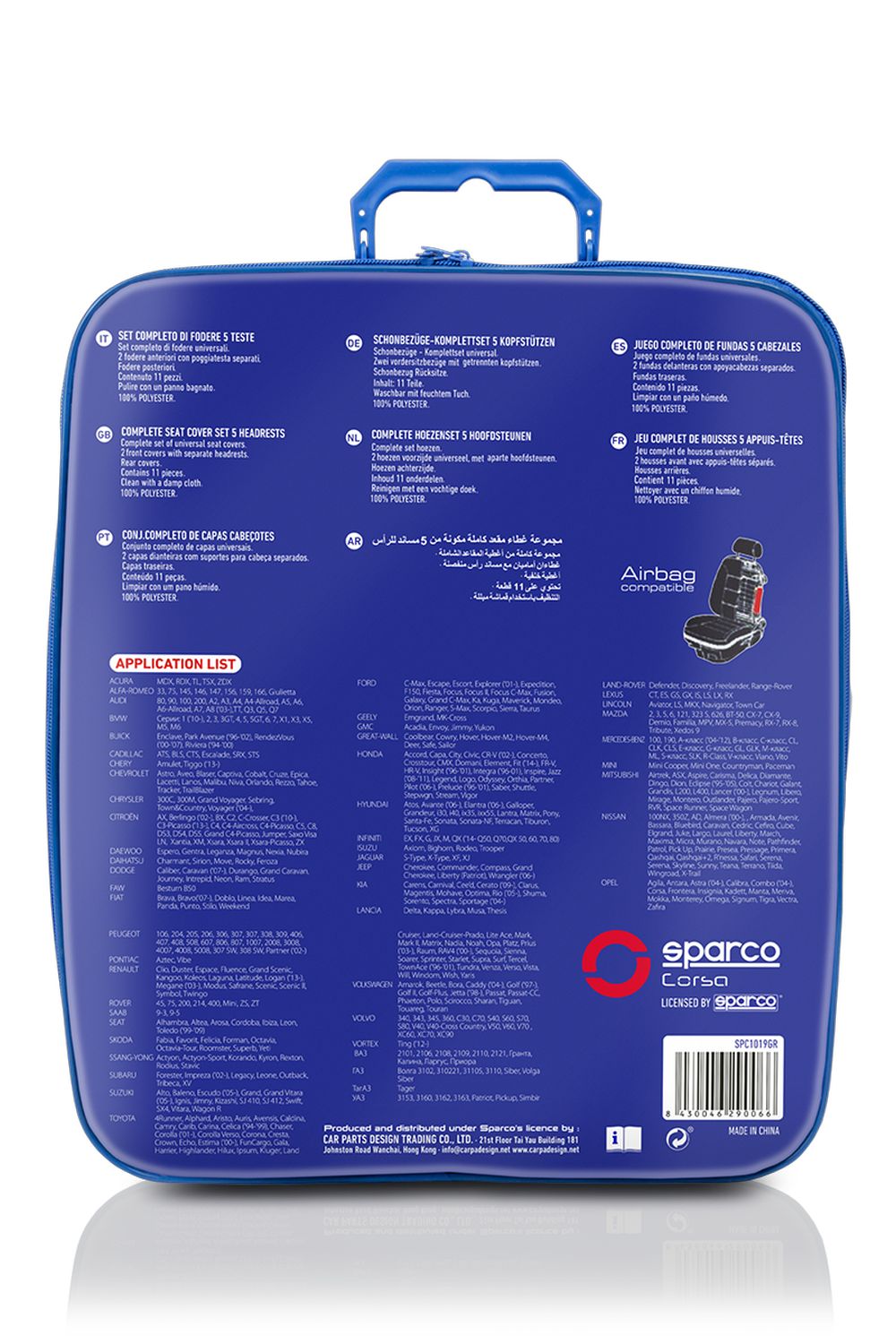 JEU DE HOUSSES COMPLET SPARCO NOIR/GRIS 100% POLYESTER