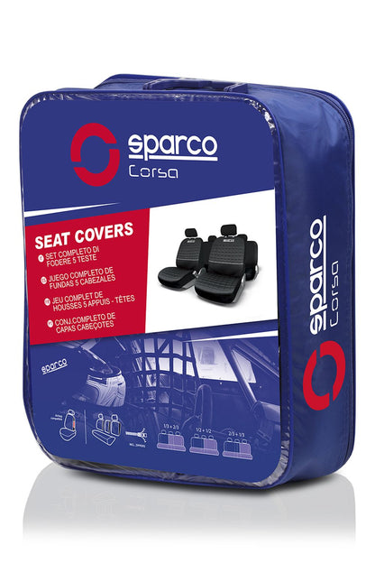 JEU DE HOUSSES COMPLET LAZIO SPARCO NOIR/ GRIS