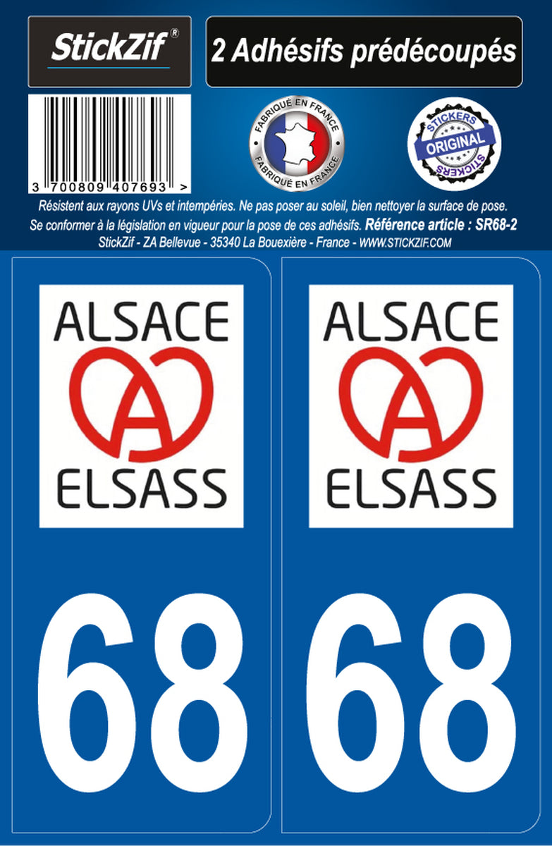 ADHESIFS REGION DEPARTEMENT 68 ALSACE (ELSASS) X2
