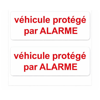 AUTOCOLLANT "VEHICULE PROTEGE PAR ALARME" X 2