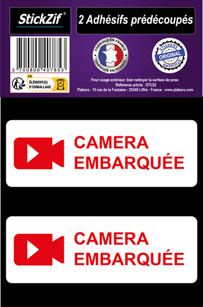 AUTOCOLLANT "CAMERA EMBARQUEE" X 2