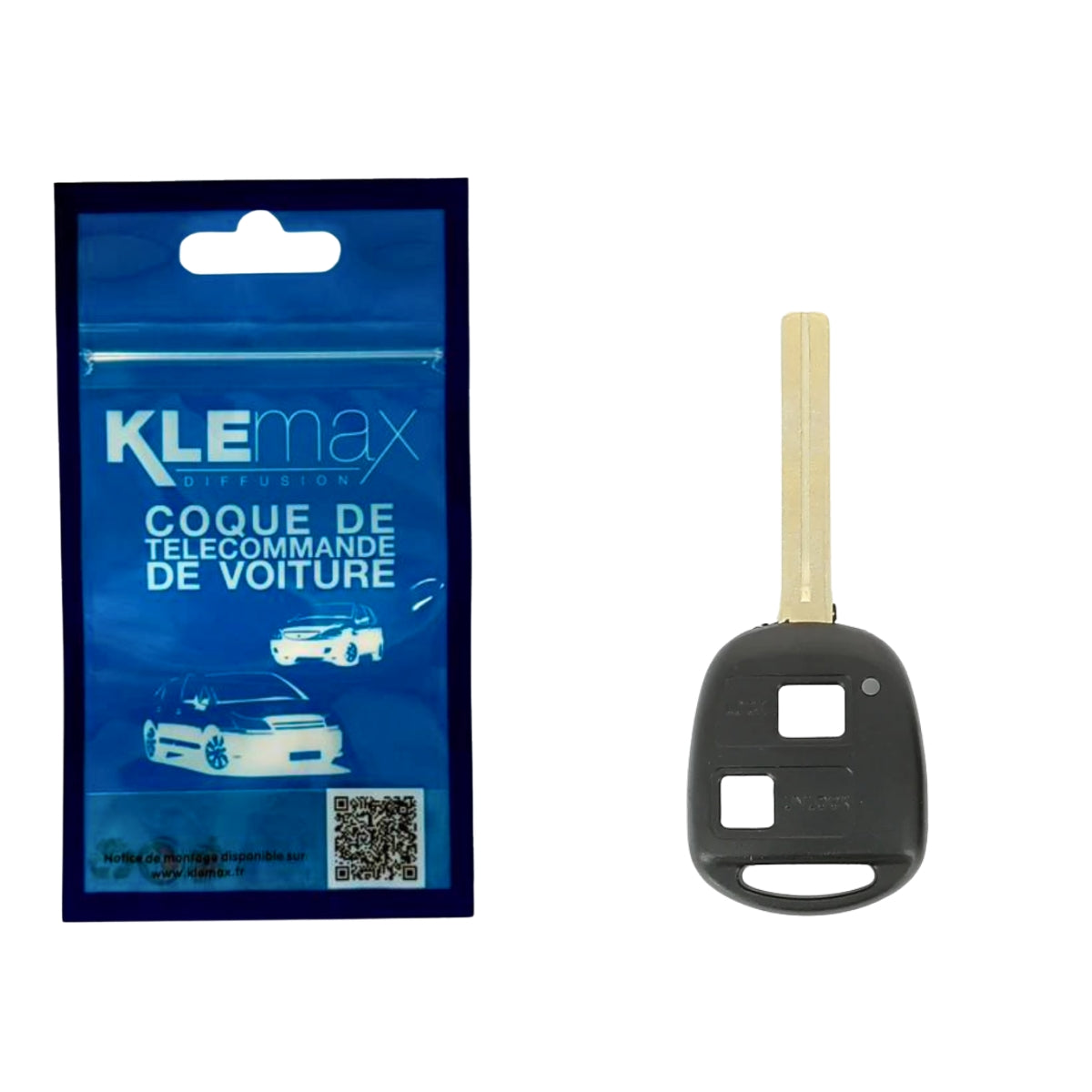 COQUE CLE ADAPTABLE TOYOTA 2 BOUTONS LAME FRAISEE FIXE