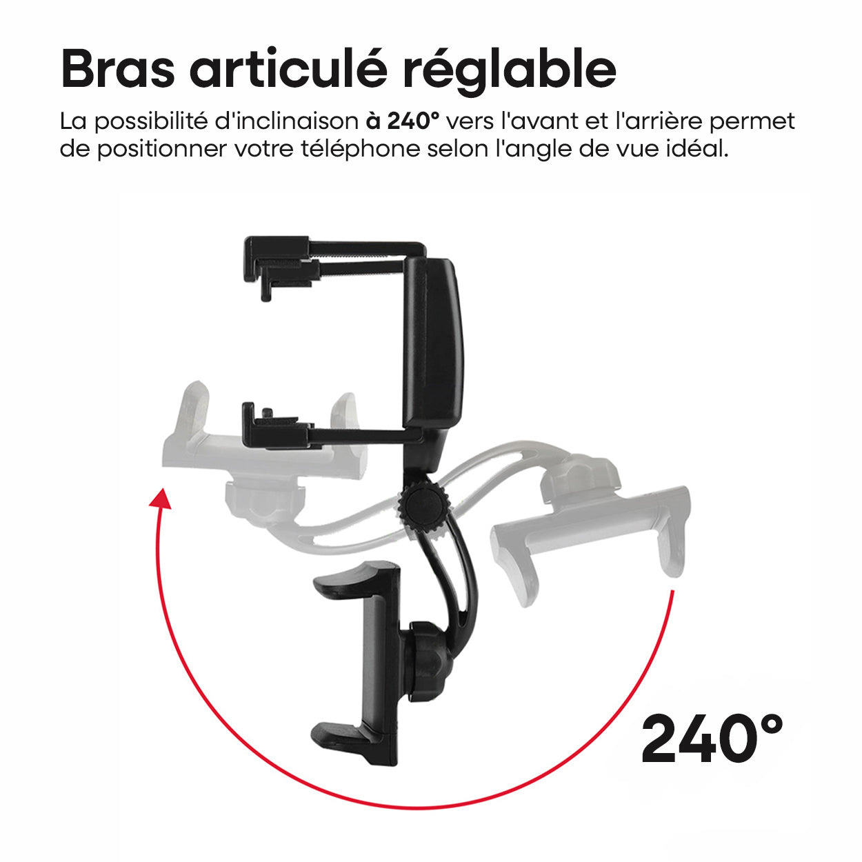 SUPPORT DE TELEPHONE RABATTABLE SUR RETROVISEUR AMIO