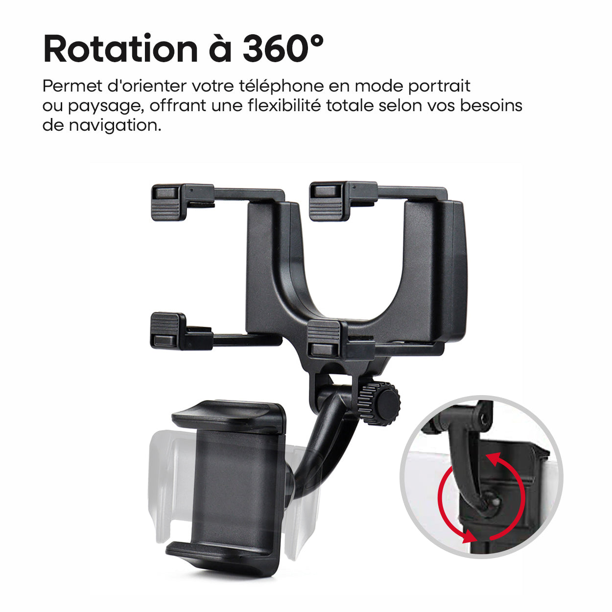 SUPPORT DE TELEPHONE RABATTABLE SUR RETROVISEUR AMIO