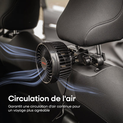 VENTILATEUR 12V (DIAM 11,5CM) ORIENTABLE 2 VITESSES FIXATION APPUIE-TETE AMIO
