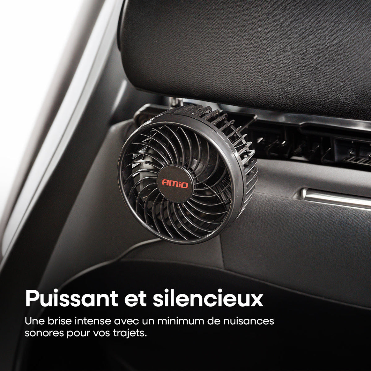 VENTILATEUR 12V (DIAM 11,5CM) ORIENTABLE 2 VITESSES FIXATION APPUIE-TETE AMIO