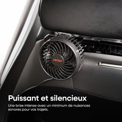 VENTILATEUR 12V (DIAM 11,5CM) ORIENTABLE 2 VITESSES FIXATION APPUIE-TETE AMIO
