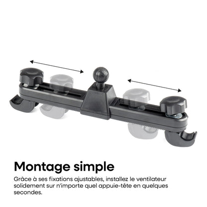 VENTILATEUR 12V (DIAM 11,5CM) ORIENTABLE 2 VITESSES FIXATION APPUIE-TETE AMIO