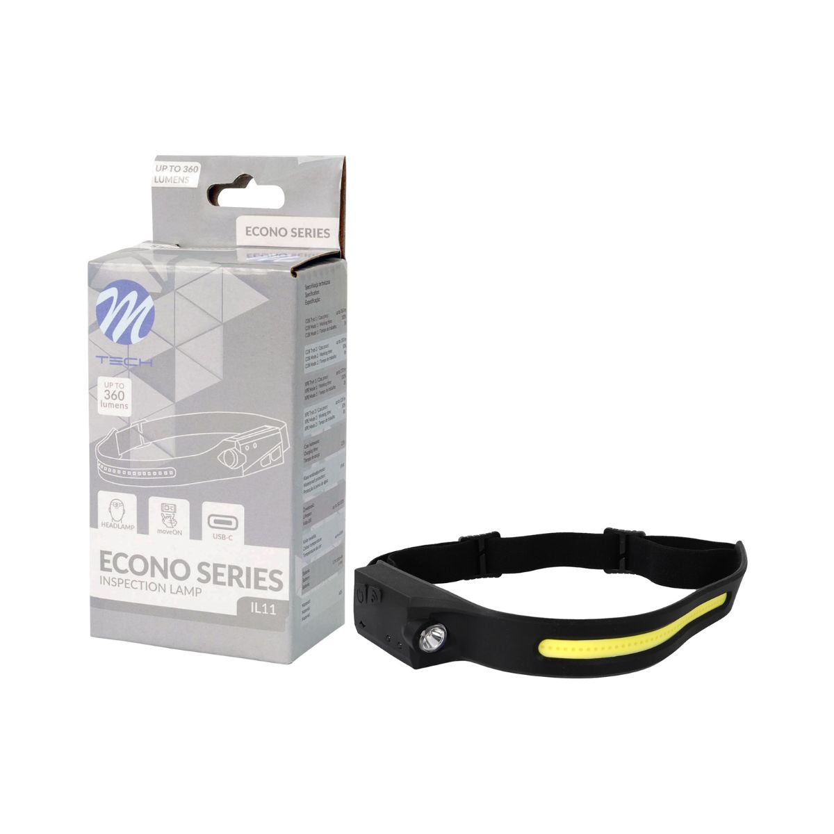 BANDEAU FRONTAL LED + LAMPE 360 LUMENS 6500K MTECH