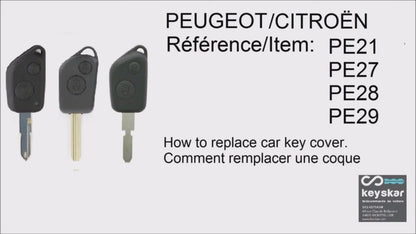 COQUE CLE ADAPTABLE POUR PSA 2 BOUTONS LAME CRANTEE KEYSKAR