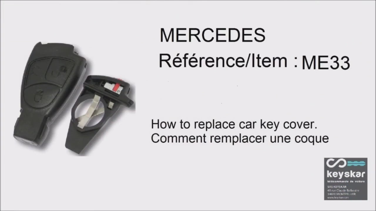 COQUE CLE ADAPTABLE POUR MERCEDES 3 BOUTONS LAME FRAISEE SECOURS KEYSKAR