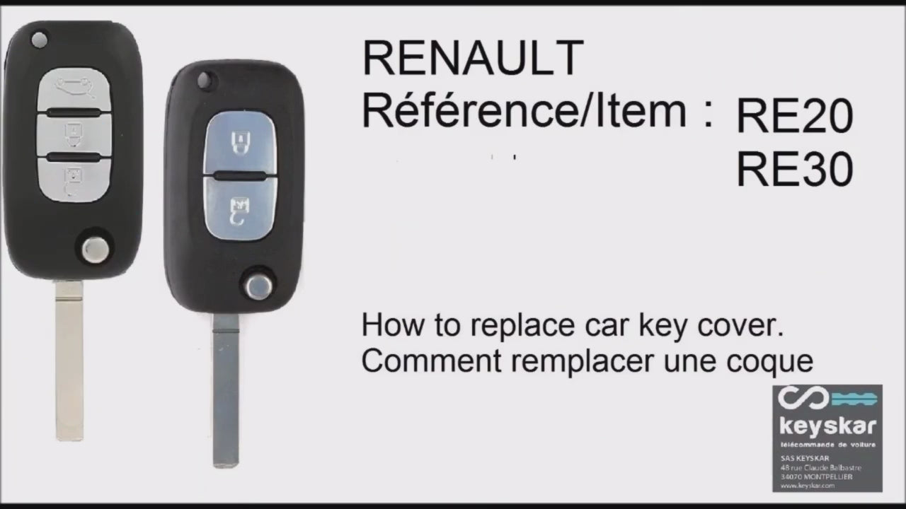 COQUE CLE ADAPTABLE POUR RENAULT 3 BOUTONS LAME FRAISEE KEYSKAR