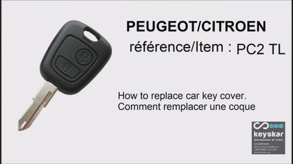 COQUE CLE ADAPTABLE POUR PEUGEOT 2 BOUTONS LAME CRANTEE KEYSKAR