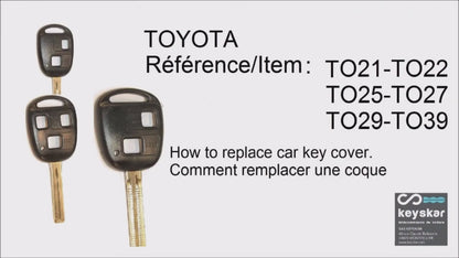 COQUE CLE ADAPTABLE POUR TOYOTA 2 BOUTONS LAME FRAISEE KEYSKAR