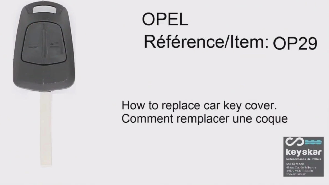 COQUE CLE ADAPTABLE POUR OPEL 2 BOUTONS LAME FRAISEE KEYSKAR