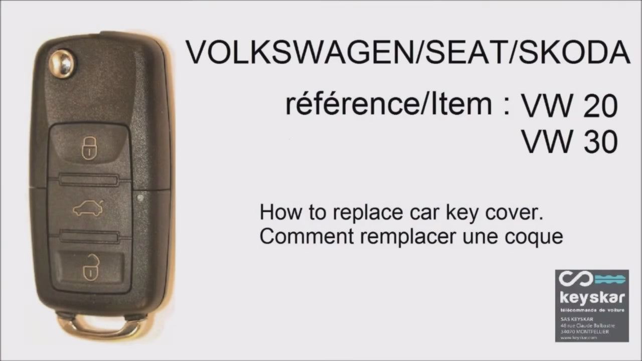COQUE CLE ADAPTABLE POUR VAG 2 BOUTONS LAME FRAISEE KEYSKAR
