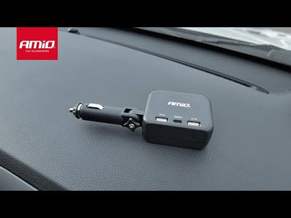 CHARGEUR ALLUME-CIGARE 100W DOUBLE ORIENTABLE + 2XUSB-A + 1XUSB-C 12/24V AMIO
