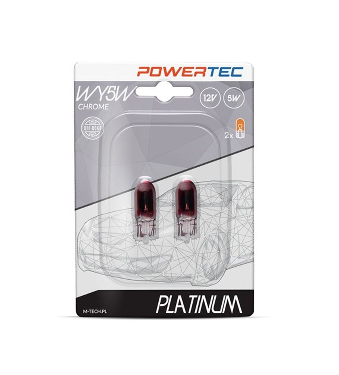AMPOULE HALOGENE X 2 (ECO PACKAGING) WY5W T10 5W WEDGE CHROME POWERTEC PLATINUM