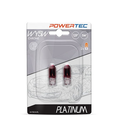 AMPOULE HALOGENE X 2 (ECO PACKAGING) WY5W T10 5W WEDGE CHROME POWERTEC PLATINUM