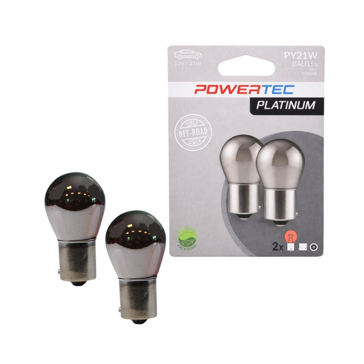 AMPOULE HALOGENE X 2 (ECO PACKAGING) PY21W 12V 21W BAU15S CHROME MTECH