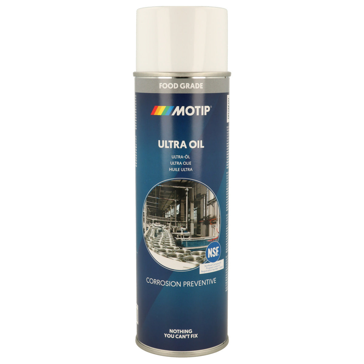 LUBRIFIANT HUILE PTFE POUR MACHINE ALIMENTAIRE CERTIFIE NSF-H1 AEROSOL 500ML MOTIP