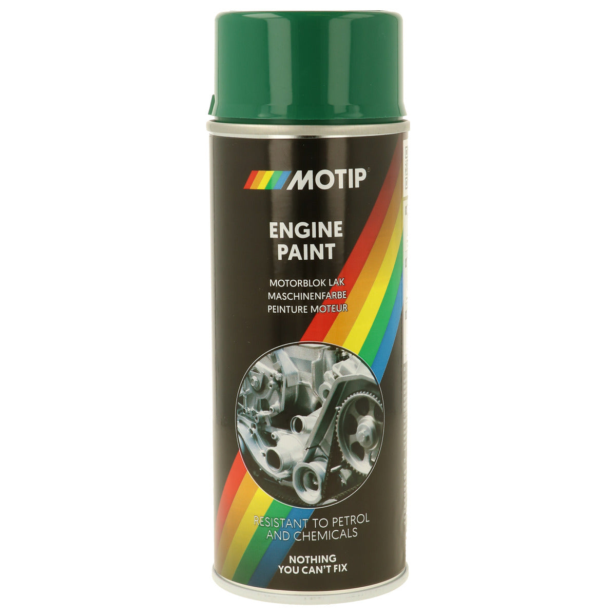 PEINTURE MOTEUR HAUTE TEMPERATURE VERTE BRILLANTE 150°C AEROSOL 400ML MOTIP