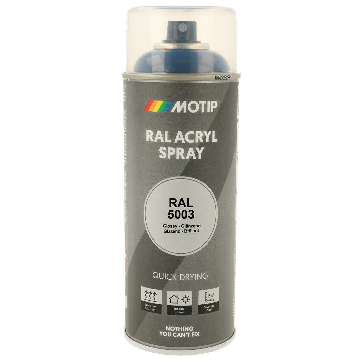 PEINTURE SECHAGE RAPIDE RAL ACRYL RAL5003 BRILLANT AEROSOL 400ML MOTIP