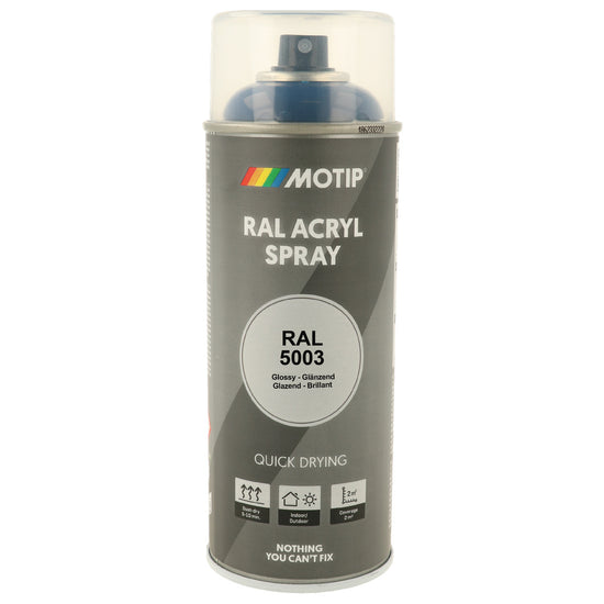 PEINTURE SECHAGE RAPIDE RAL ACRYL RAL5003 BRILLANT AEROSOL 400ML MOTIP