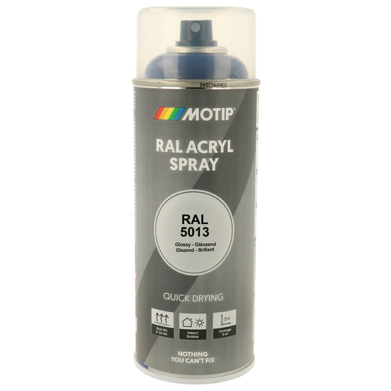 PEINTURE SECHAGE RAPIDE RAL ACRYL RAL5013 BRILLANT AEROSOL 400ML MOTIP
