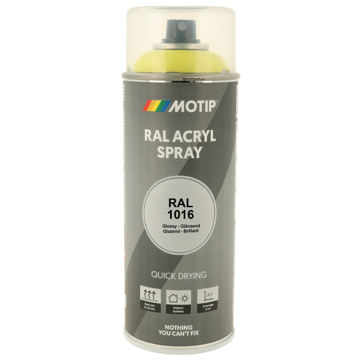 PEINTURE SECHAGE RAPIDE RAL ACRYL RAL1016 BRILLANT AEROSOL 400ML MOTIP