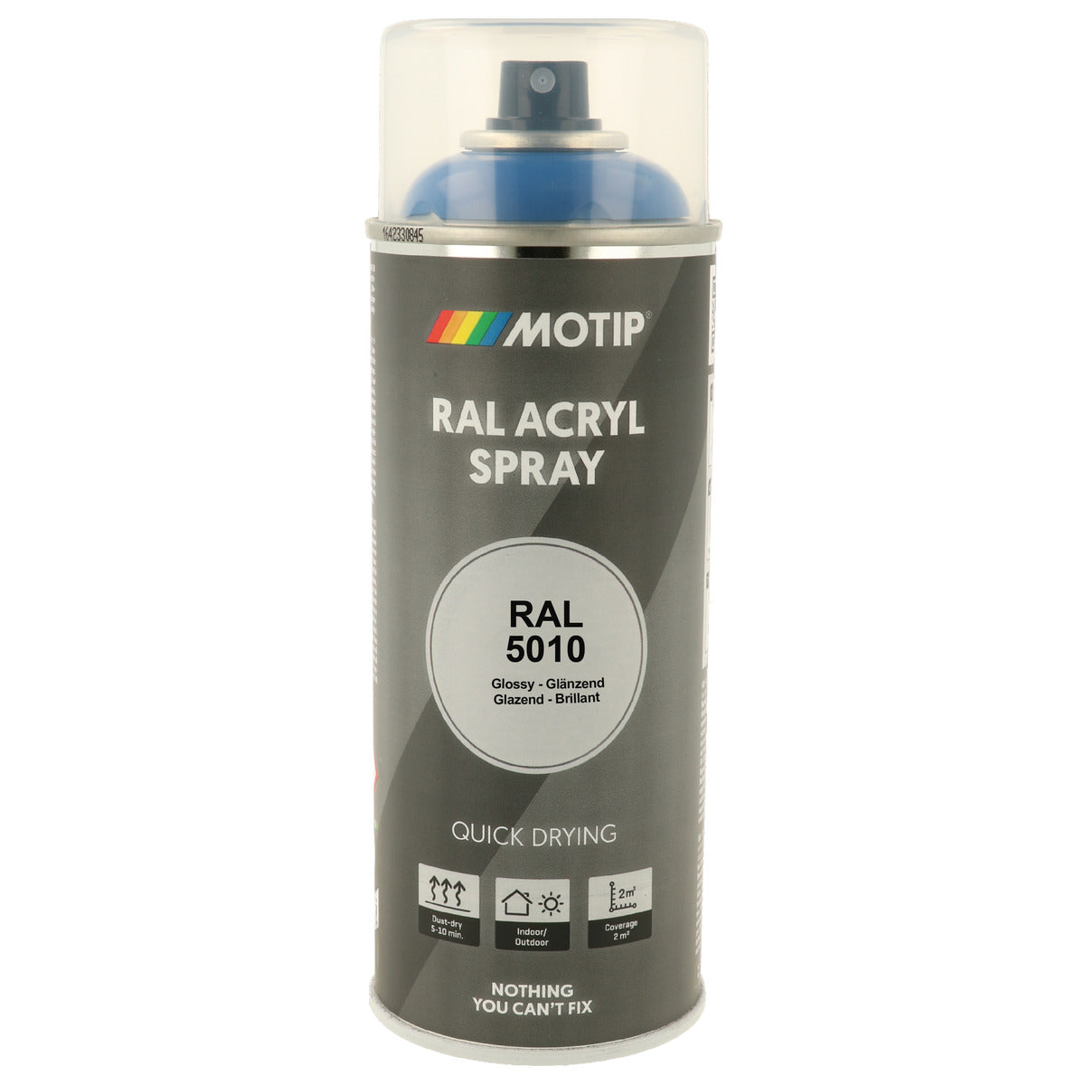PEINTURE SECHAGE RAPIDE RAL ACRYL RAL5010 BRILLANT AEROSOL 400ML MOTIP