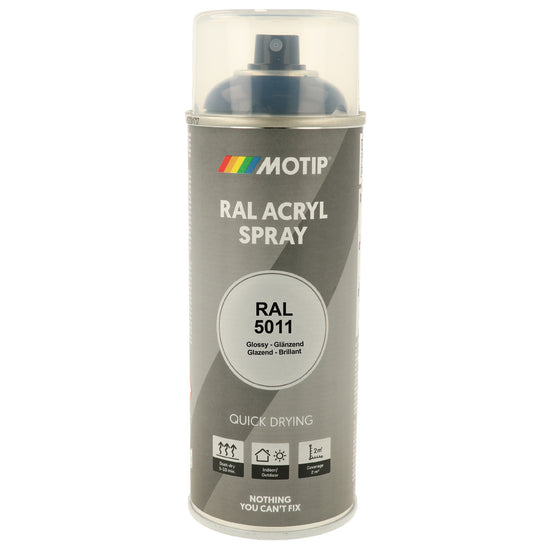 PEINTURE SECHAGE RAPIDE RAL ACRYL RAL5011 BRILLANT AEROSOL 400ML MOTIP